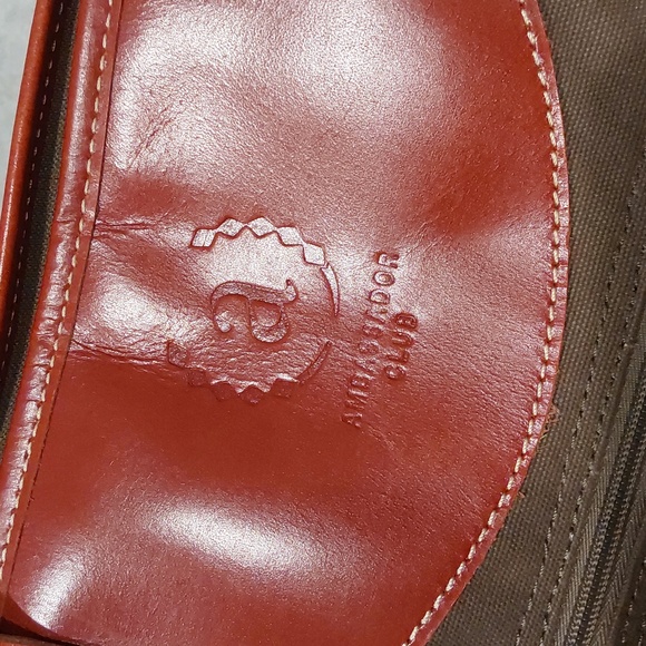 Canyon Outback Pine Canyon leather canvas duffel bag in forest green And cognac - Picture 4 of 16